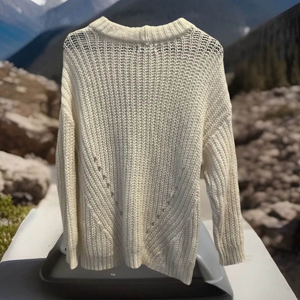 American‎ Eagle Cream Chunky Knit Sweater Sz M